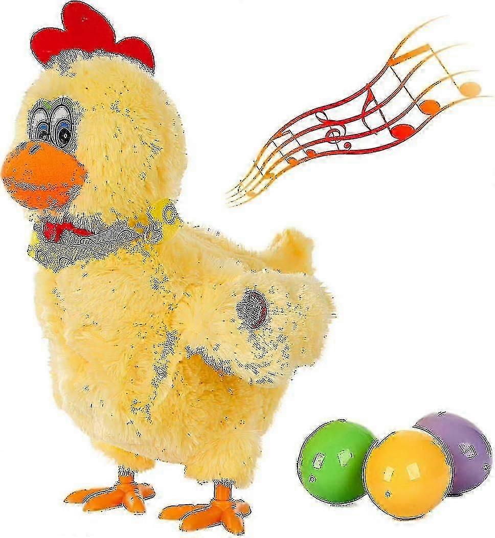 Electric Plush Chicken Laying Egg Toy with Sound & Music, Interactive Animated Animal Toy for Kids