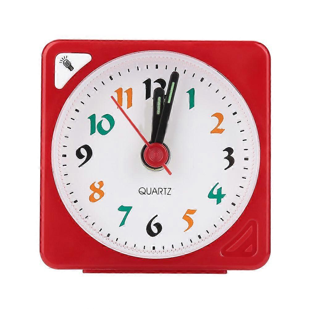 Mini Travel Table Alarm Clock Quartz LED Light with Snooze Function Battery Operated Red