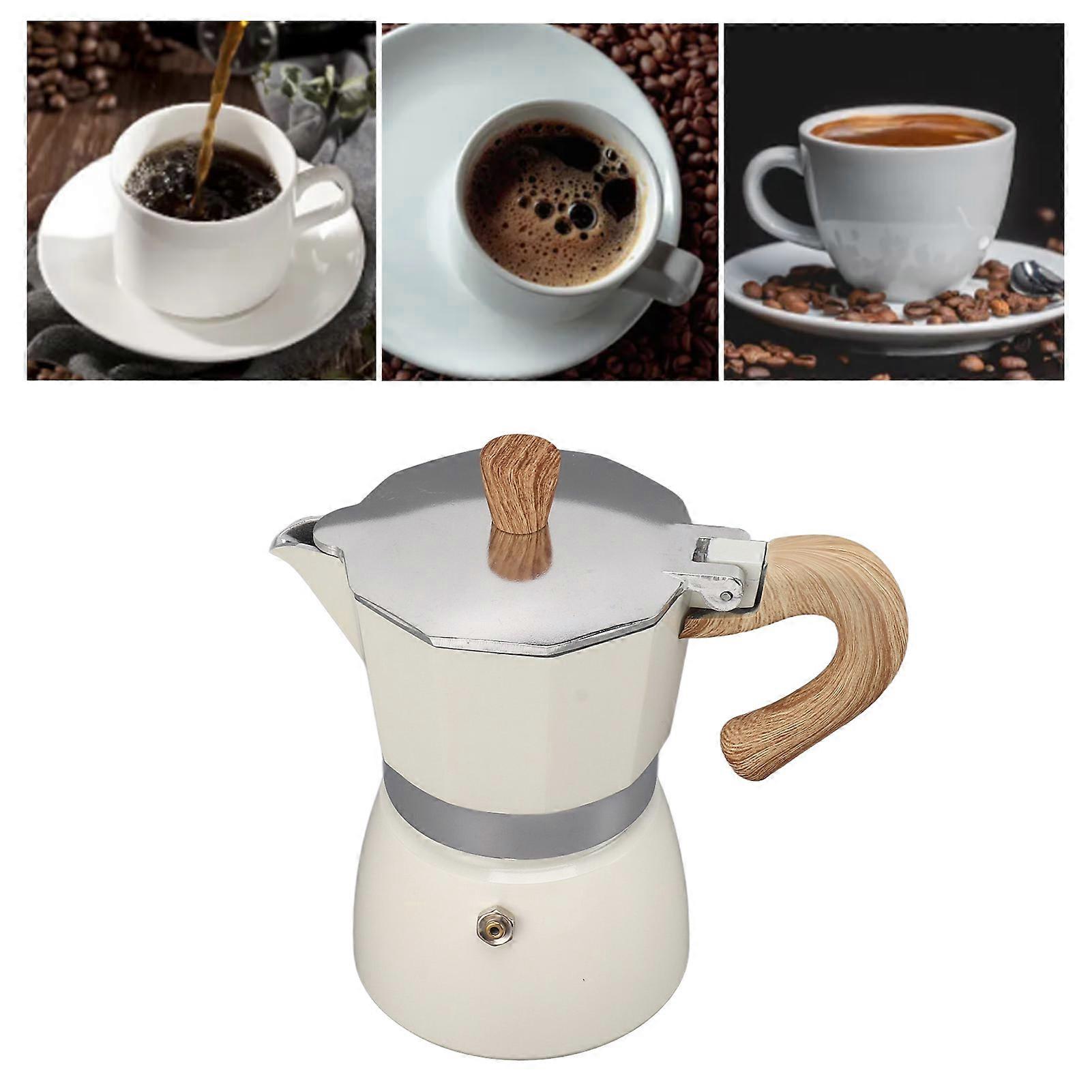 Moka Coffee Pot 6 Cups Octagonal Aluminum White Portable