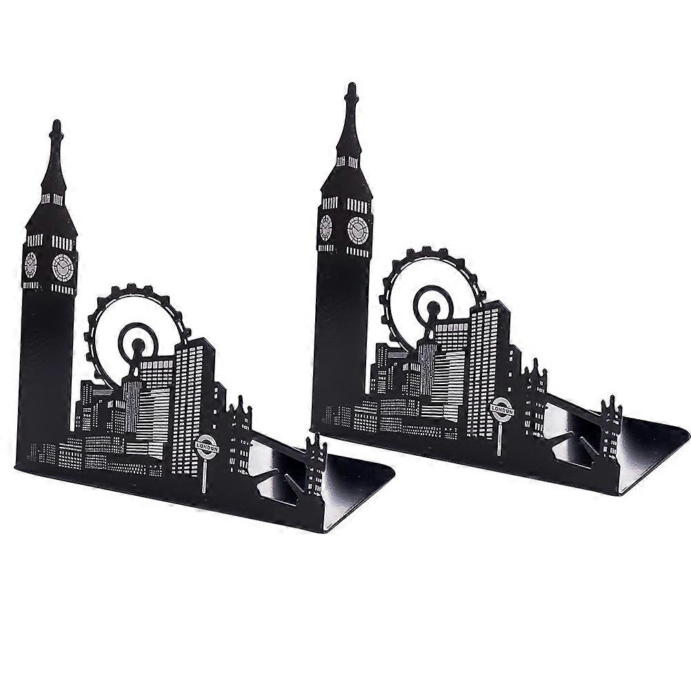 Creative Book Stoppers Metal Bookends for Storage Use 1Pair Black