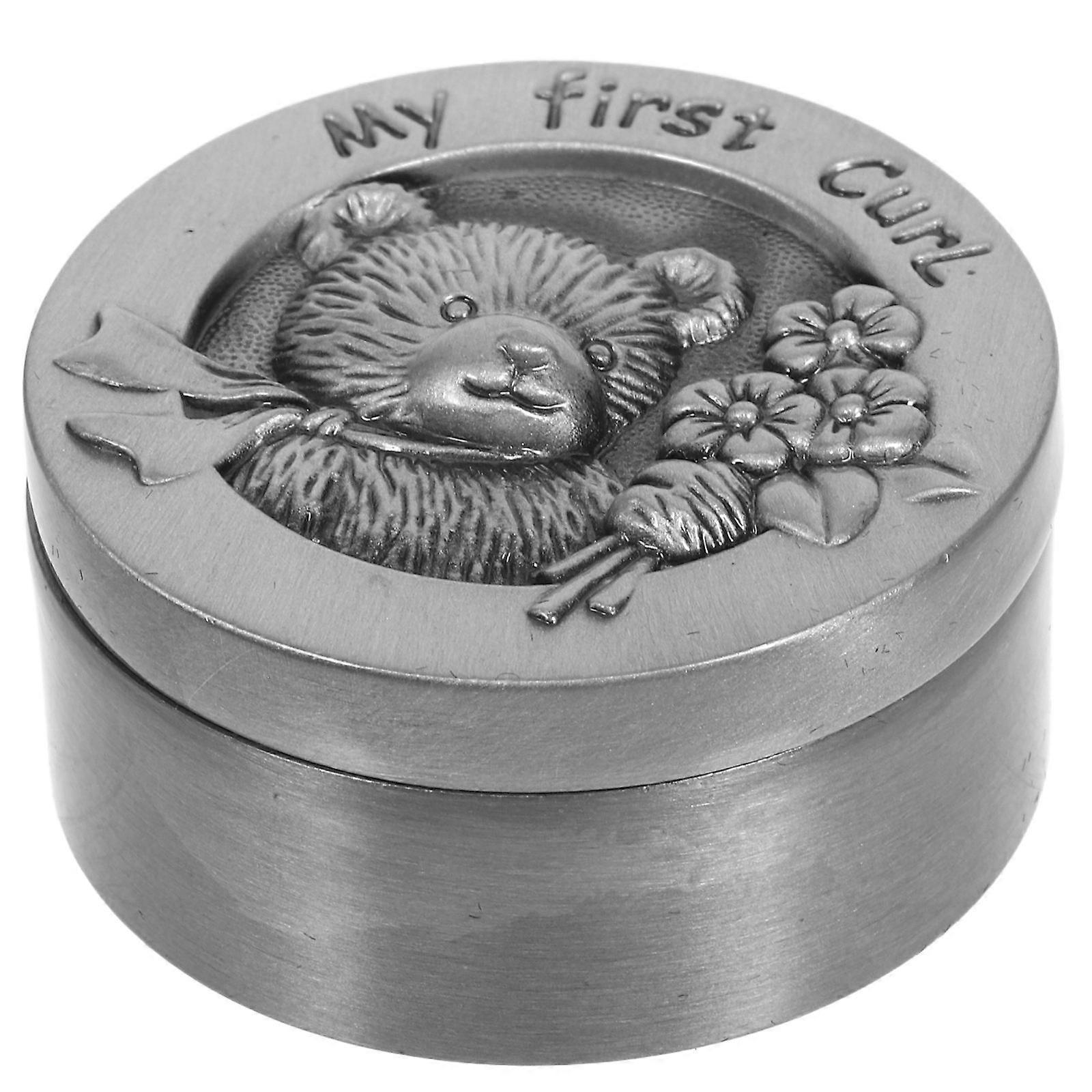 Baby Fetal Hair Box Metal Keepsake for Home with Round Shape