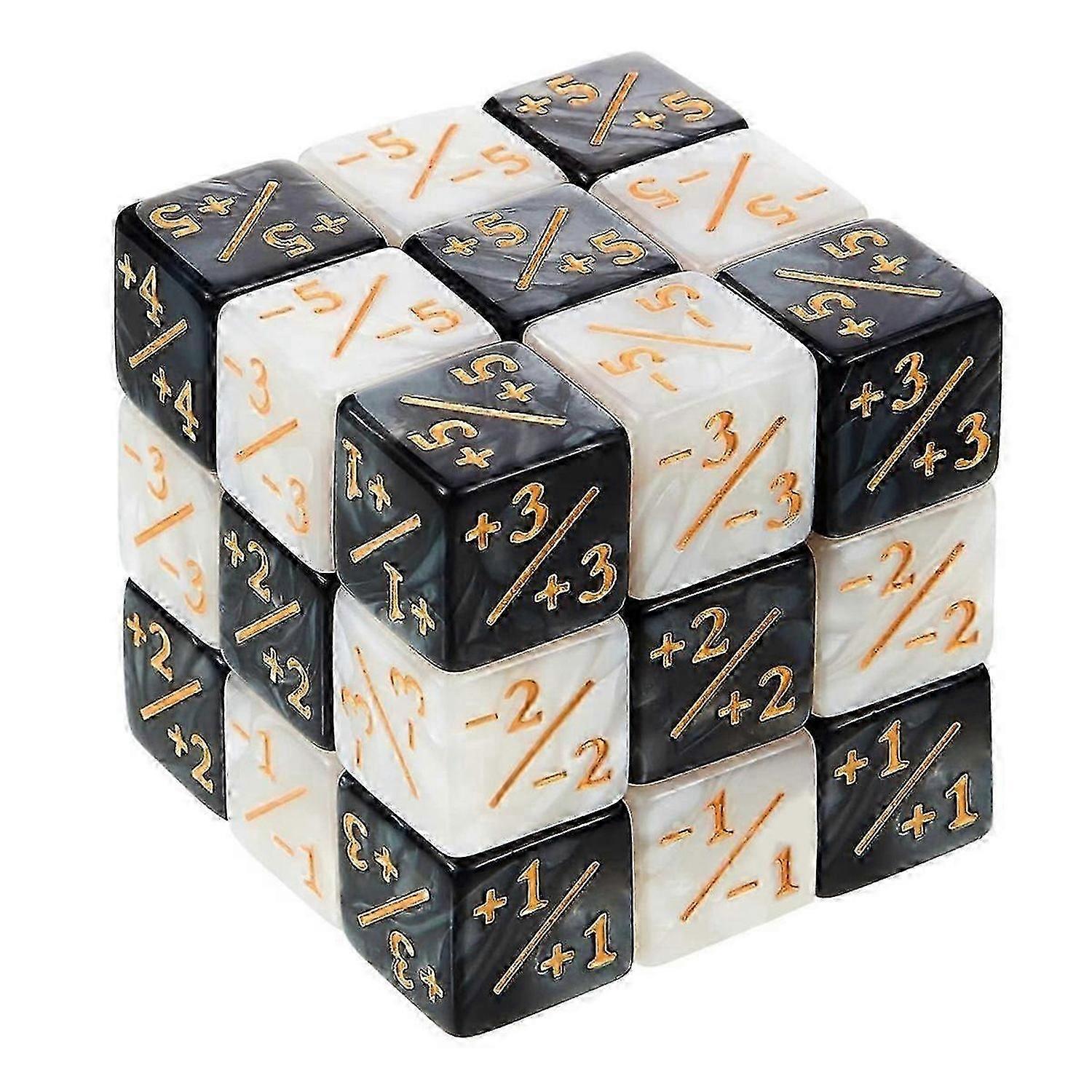 24 Pieces Dice Counters Token Dice Loyalty Dice Marble D6 Dice Square Compatible with for MTG,CCG,Card Gaming Accessory
