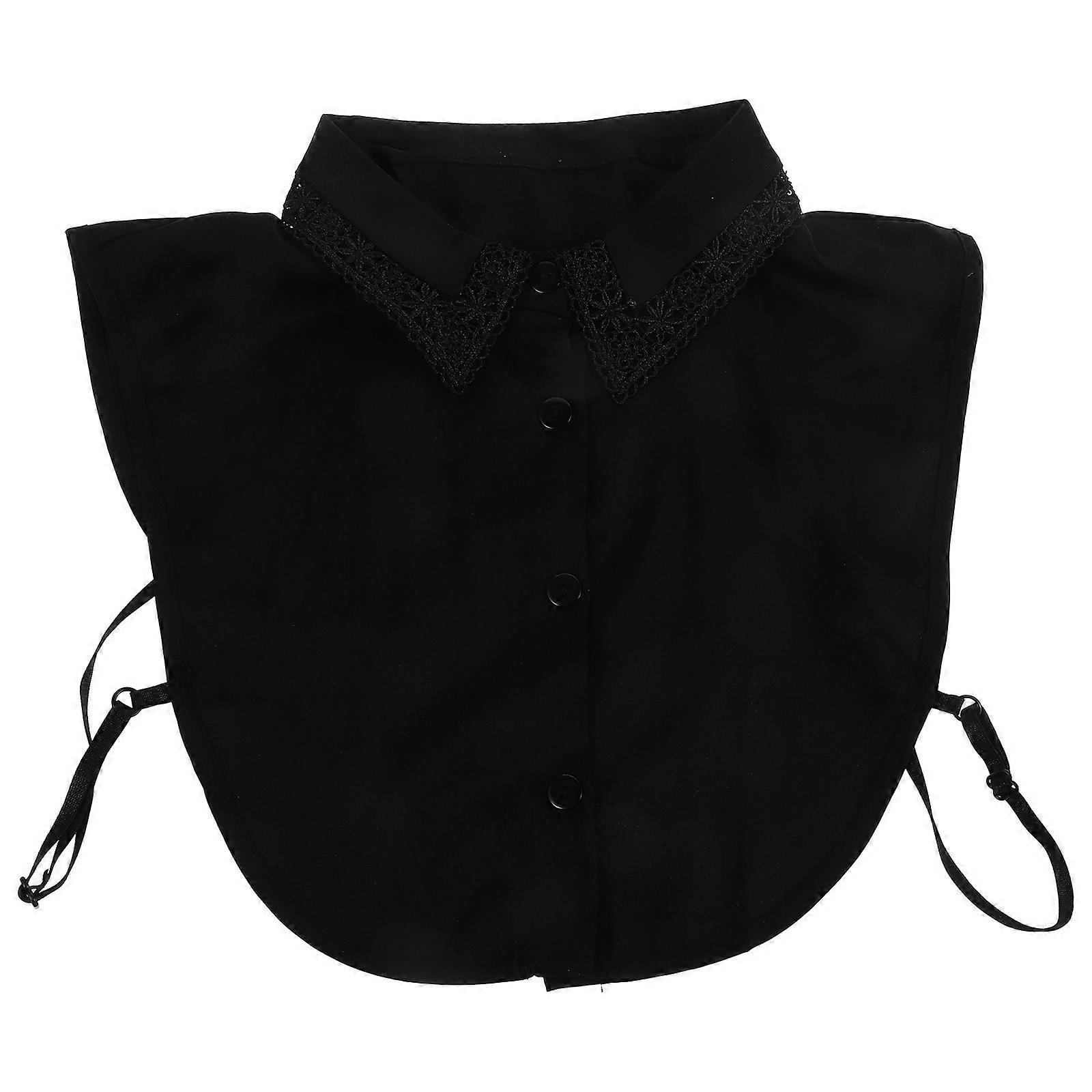 Decorative Fake Collar Lace Adornment For Women Everyday Use Black Chiffon Elegant Style 1 Pair