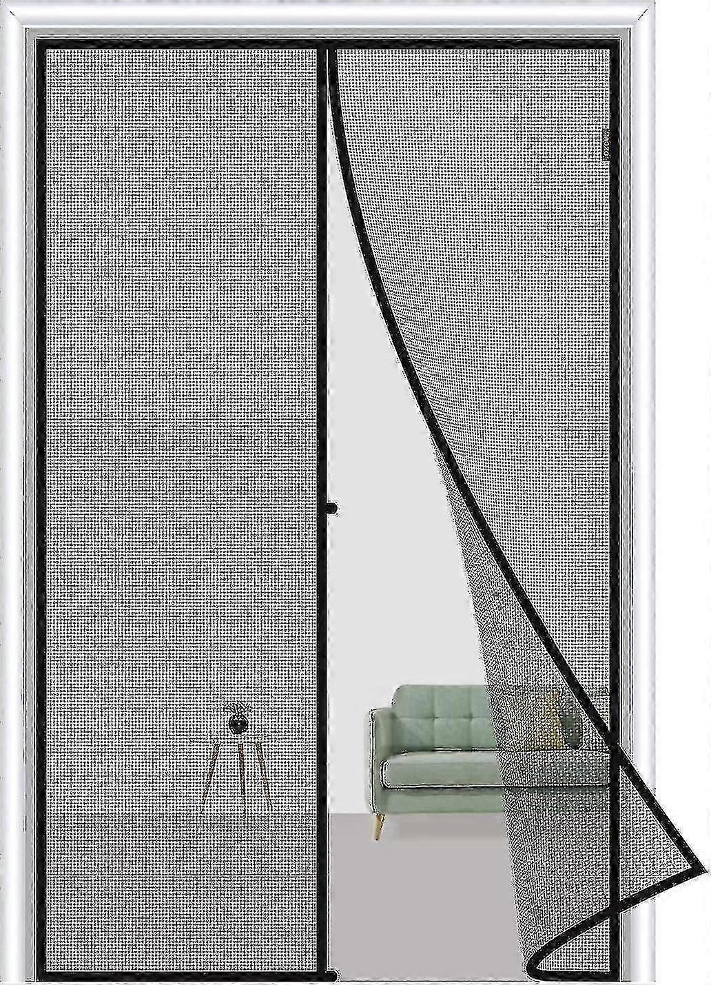 Μαύρη μαγνητική κουρτίνα πόρτας 80 x 210 cm, αντικουνουπική εντομοαπωθητική μαγνητική κουρτίνα πόρτας με μαγνήτες, χωρίς διάτρηση.