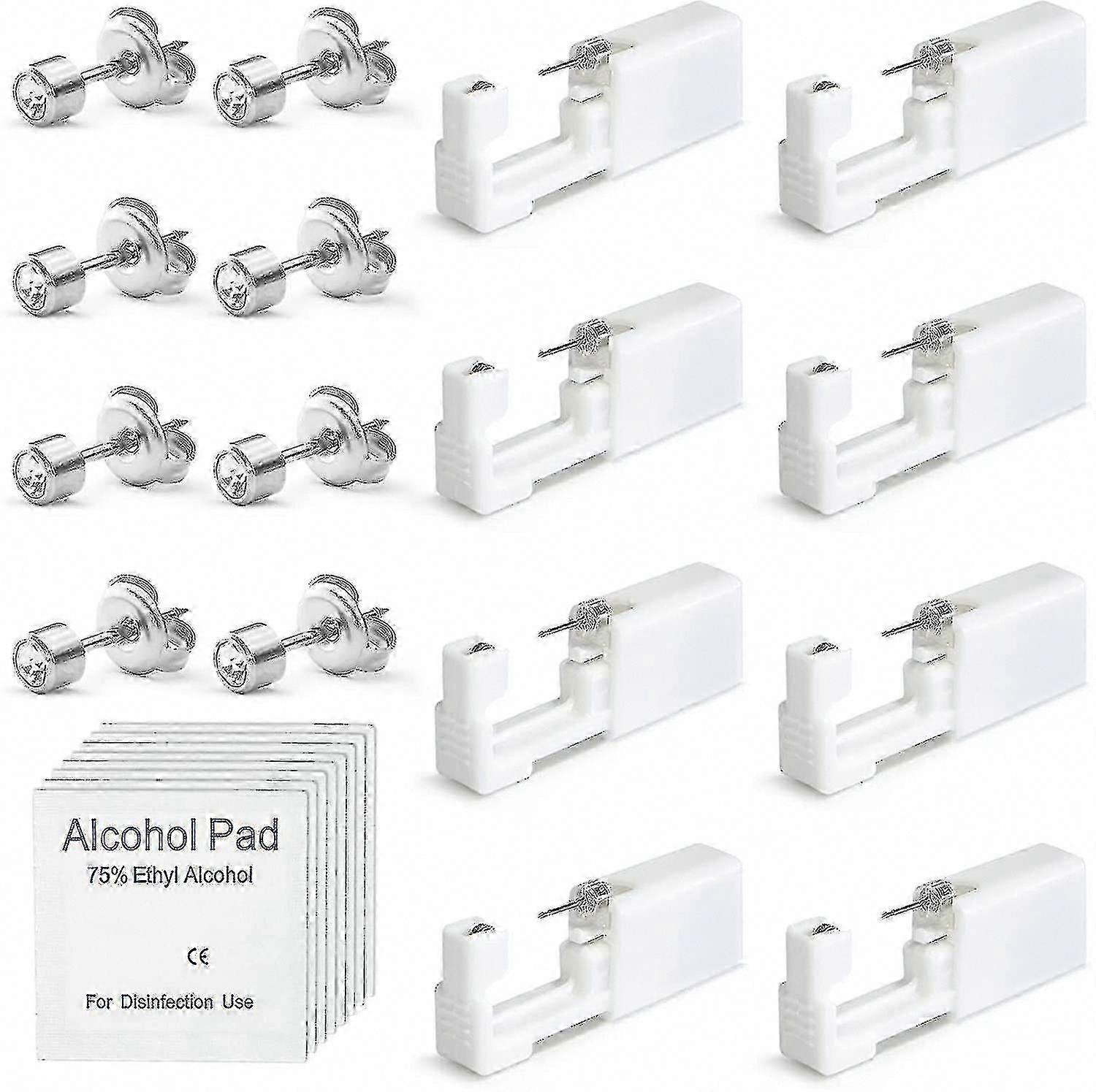 8 عبوات مسدس ثقب للأذن يمكن التخلص منه مع ترصيع الأذن ، طقم ثقب الأذن غير المؤلم والآمن للفتيات والأولاد والنساء والرجال