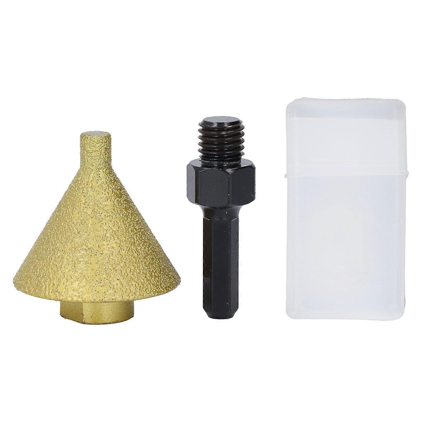 50m Diameter Diamond Beveling Chamfer Bit 50 Grit Angle Grinder Drill Bit with M14 Adapter Rod for Marble Quartz Stone Tile