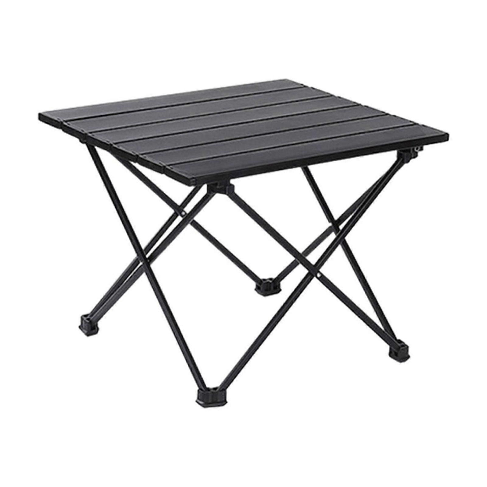 YOLOKE Outdoor Portable Iron Tabletop Folding Table with Large Capacity Storage Bag - Sturdy Roller Shutter Design for Camping and Minimal Spaces