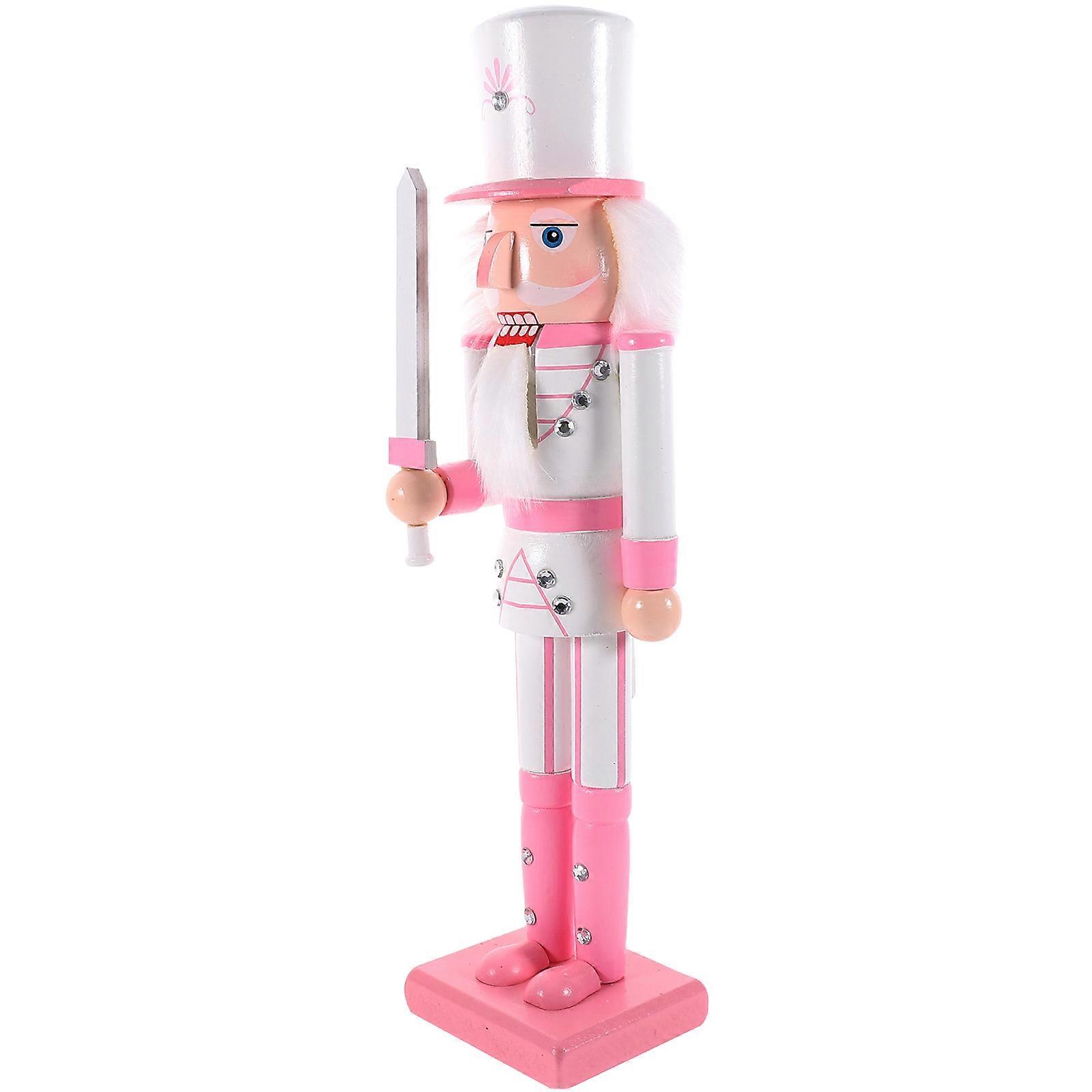 Xmas Nutcracker Ornament Wooden Nutcracker Figure for Decoration 2Pcs