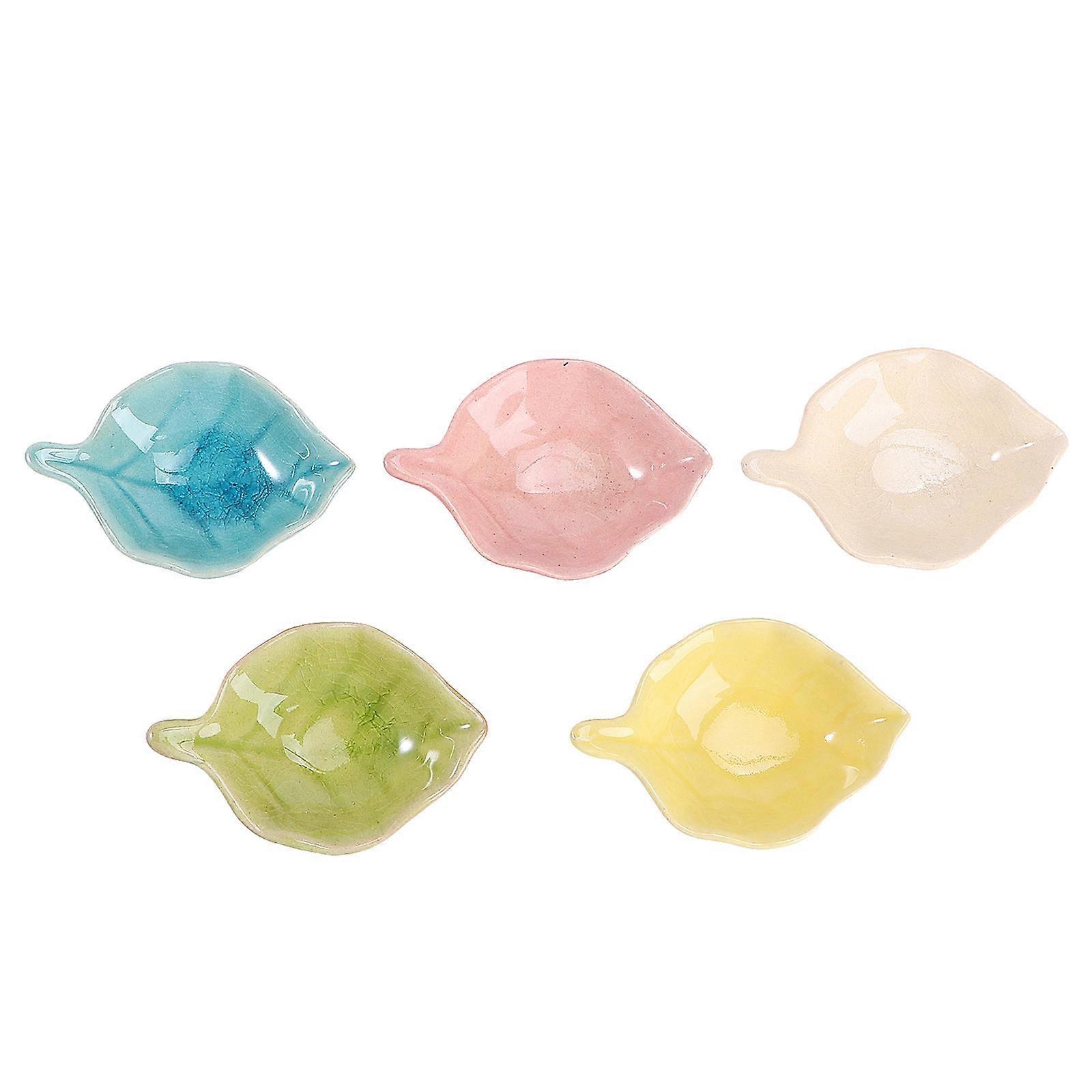Essential Oil Aroma Bowl 5Pcs Storage Container Leaf-Shaped Assorted Color Home Use