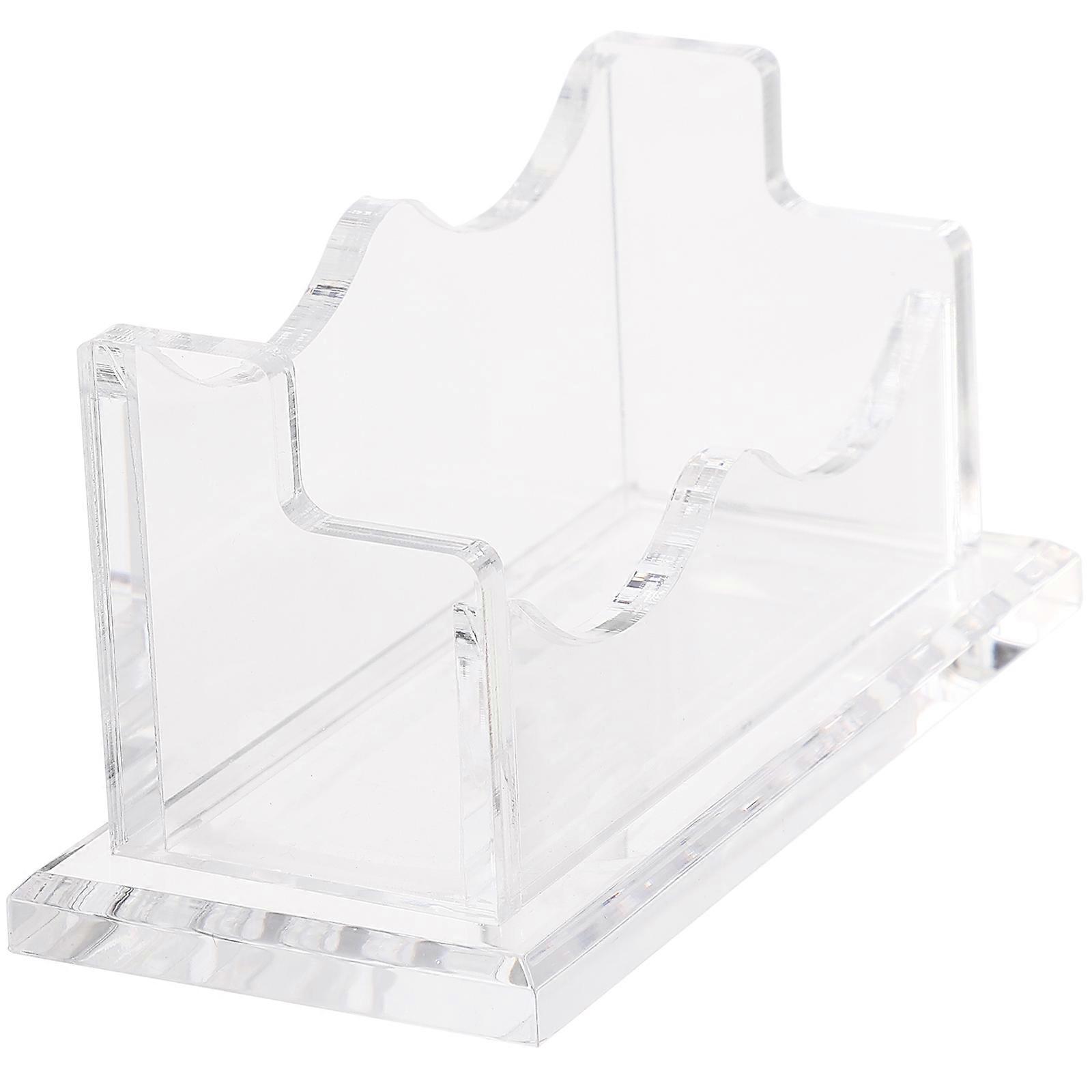 Business Card Holder Acrylic Card Display Holder for Office 3Pcs Transparent Desktop Stand