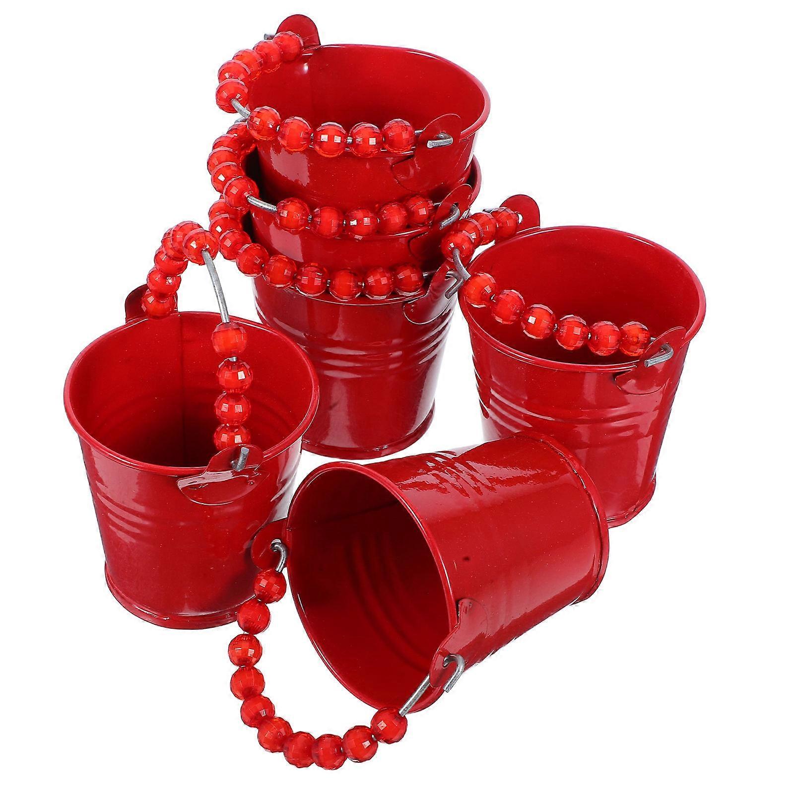 Party Mini Buckets Red Iron Buckets for Storage 12Pcs Craft Use