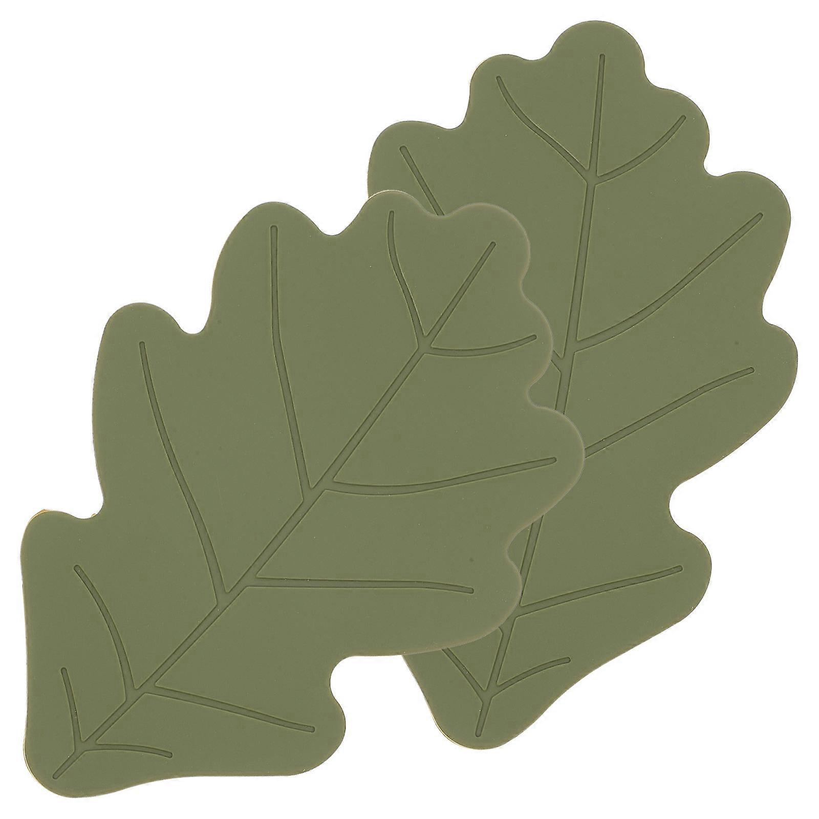 Non-slip 6 Pcs Silicone Coasters Delicate Shape Cup Mats For Household Users Dark Green
