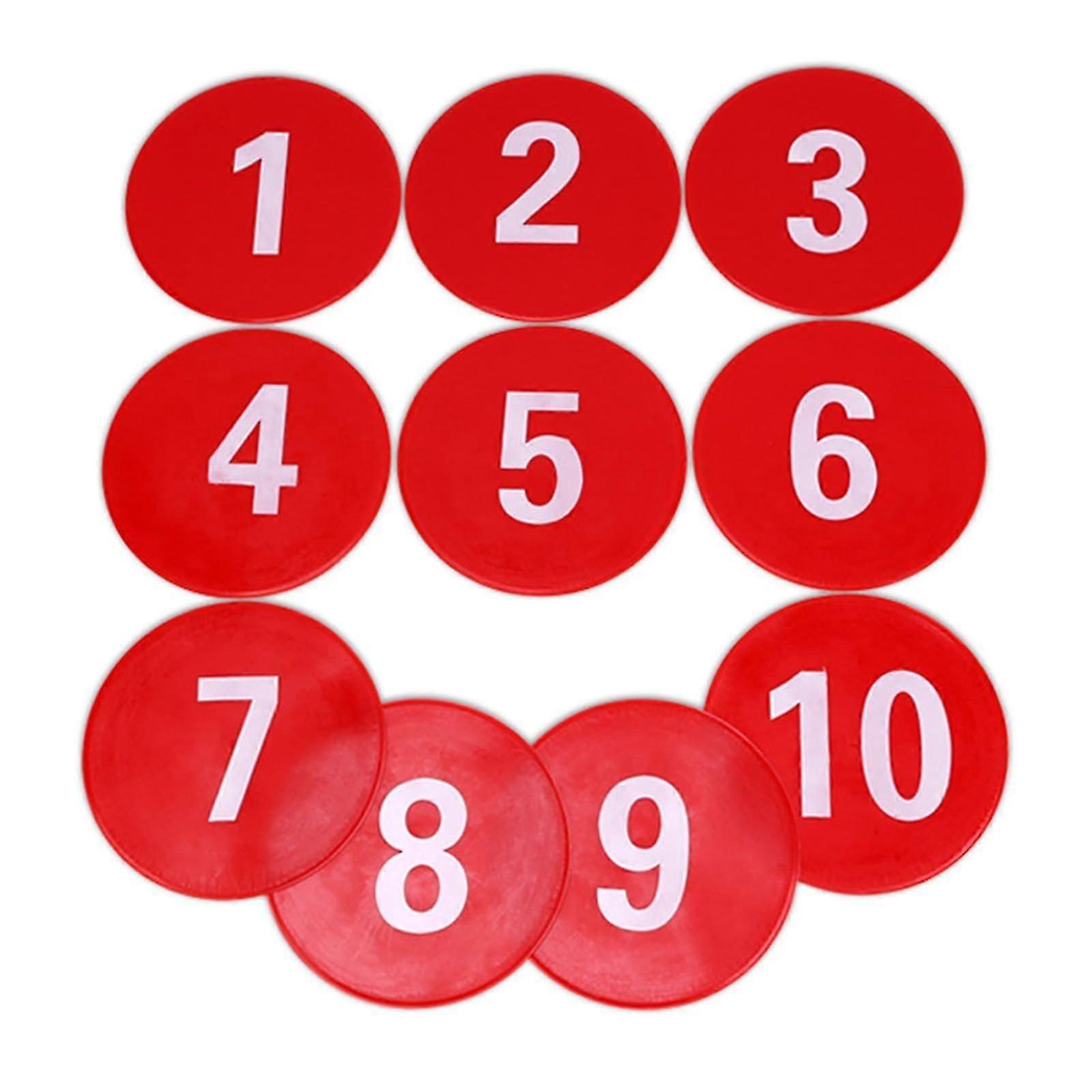 Numbered Floor Stains Markings Mat - Flat Disc Marker for Football Field - Durable Non-Slip Signs in Bright Colors