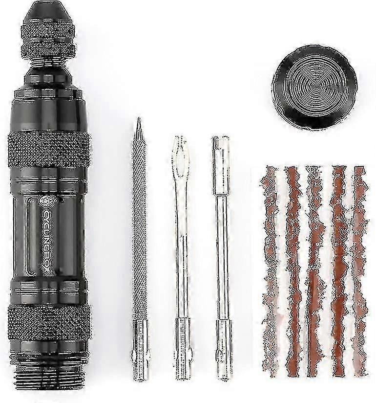 Tubeless Bike Tire Rep Kit Compatible With Mtb And Ycle Tires, Fix A Puncture Or Flat Fast Tackle Set Plugr Tool And Plugs, With 5