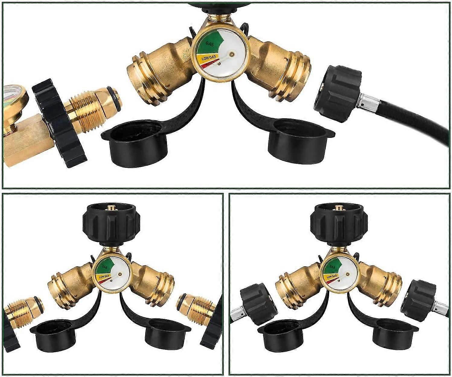 Διαχωριστής προπανίου, προσαρμογέας διαχωριστών δεξαμενών προπανίου Y με μετρητή πίεσης, στερεός ανιχνευτής πίεσης αερίου ορείχαλκου με 1 θηλυκό Qcc και 2 αρσενικό Qcc