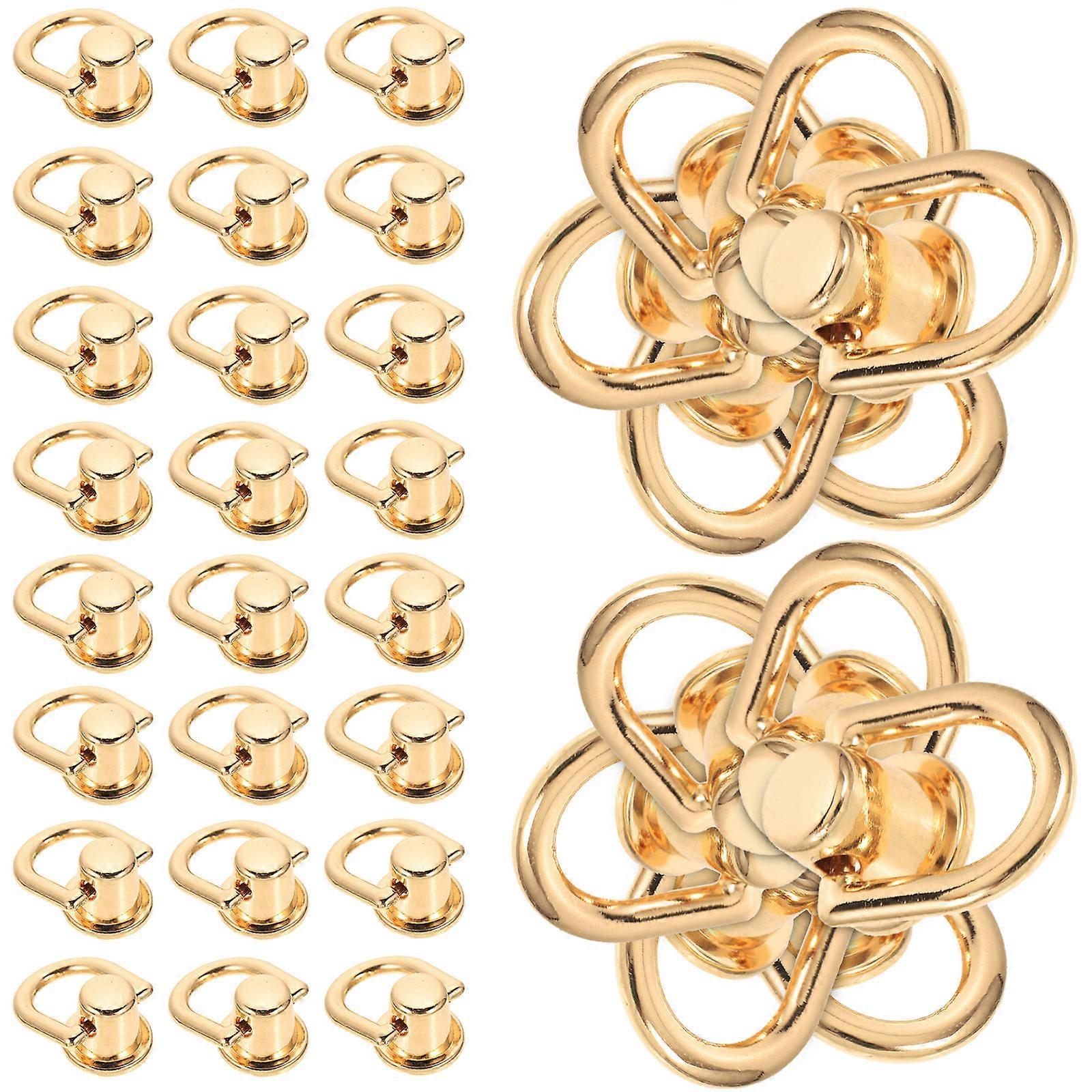 D Rings Rivets Nail Rivet Screw Head Buttons Accessories 120 Sets For Fashion Design And Craft Making Golden Color Durable Construction