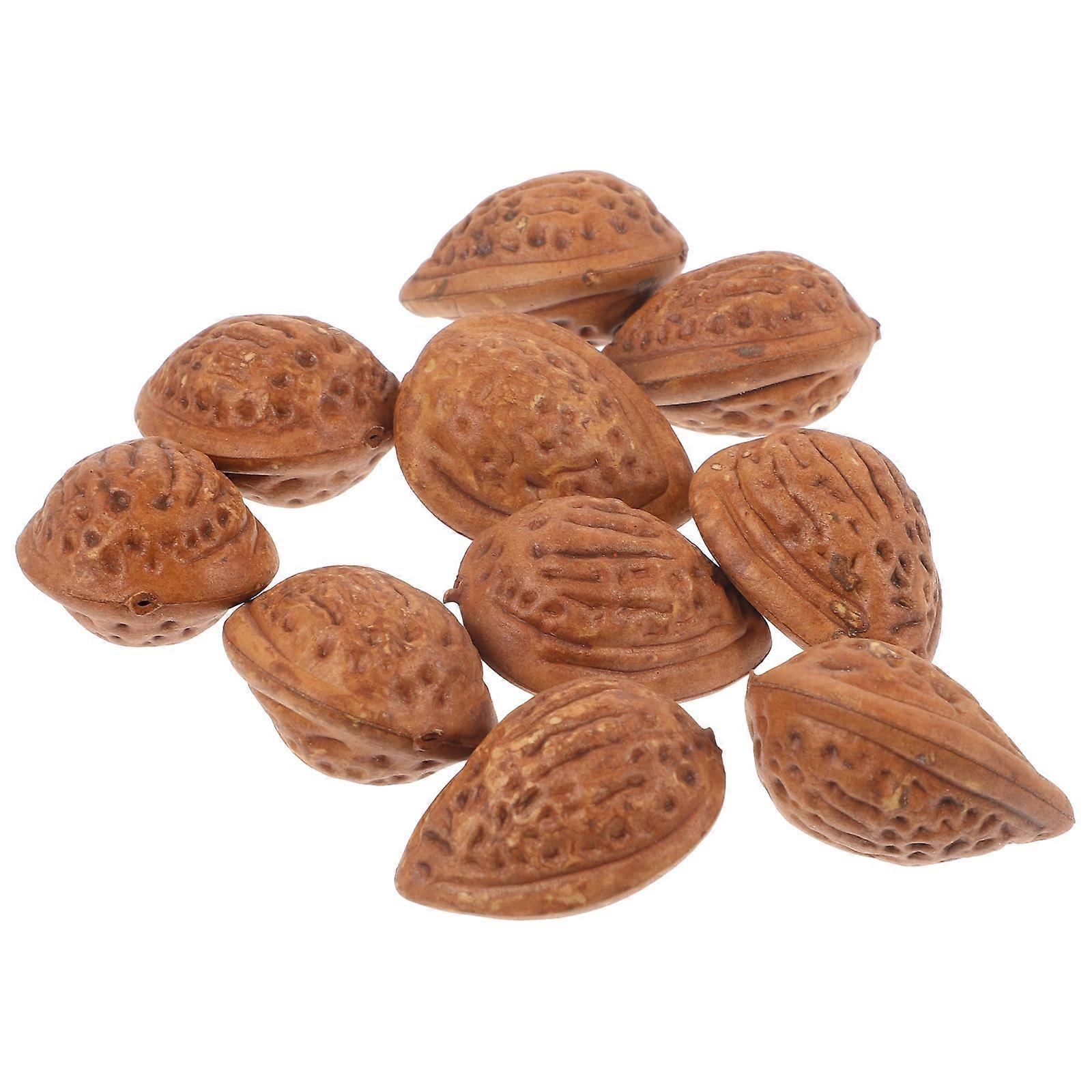 Faux Almonds Small Almonds for Decoration 50Pcs Brown Plastic Display