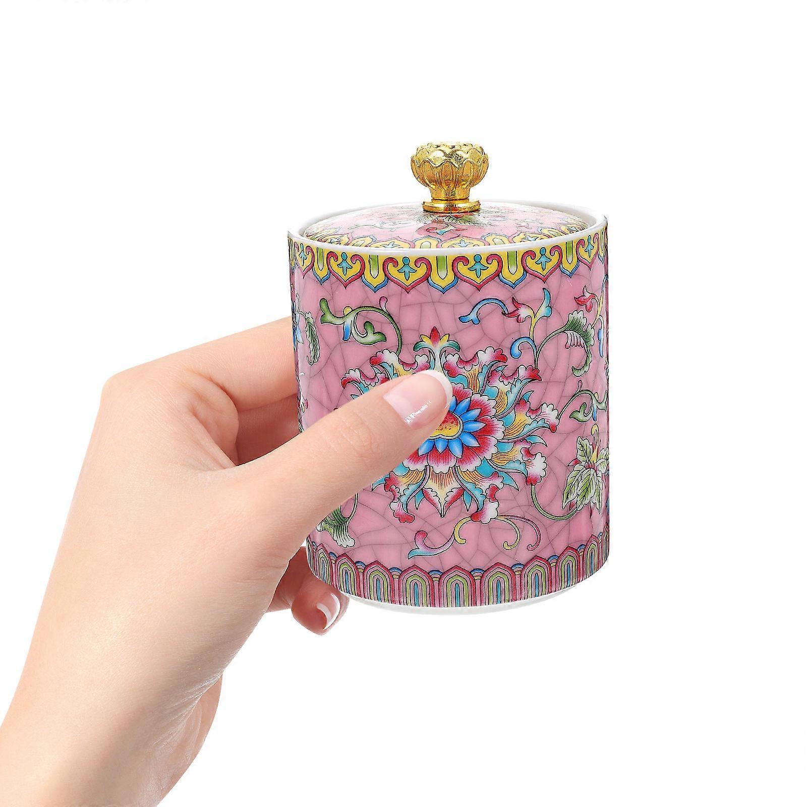 Pink Ceramic Tea Container for Candy Storage 5Pcs Home Storage
