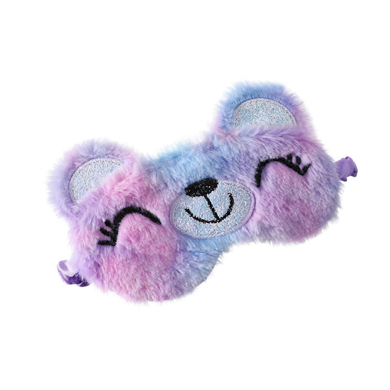 Plush Bear Eye Mask Sleep And Makeup Breathable Headband TieDye LightBlocking Blindfold Travel Boys Skin Protection
