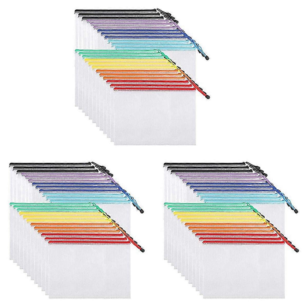 24Pcs Mesh Zipper Pouch Document Bag, Plastic File Folders, A4 Size