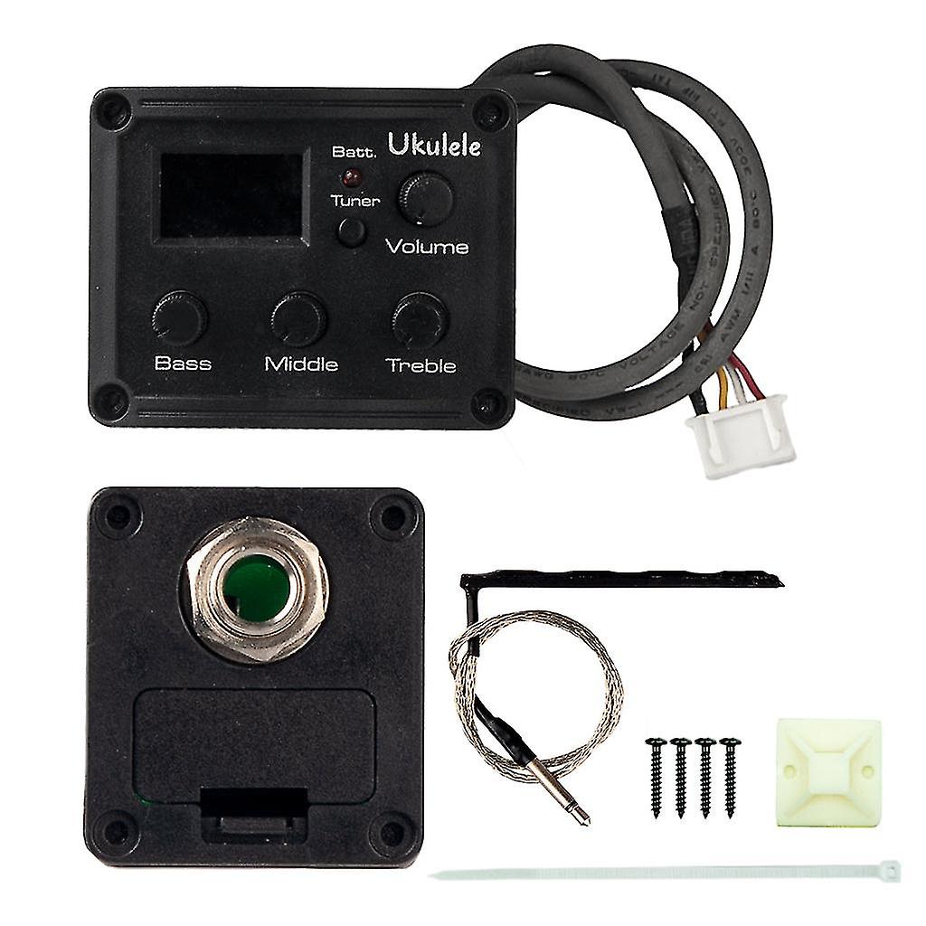 New 3 Band Electronic Ukulele Lcd Pickup Mini Hawaii Guitar Eq Equalize Hard Piezo Uk Tuner System 4 String Guitarra Accessories