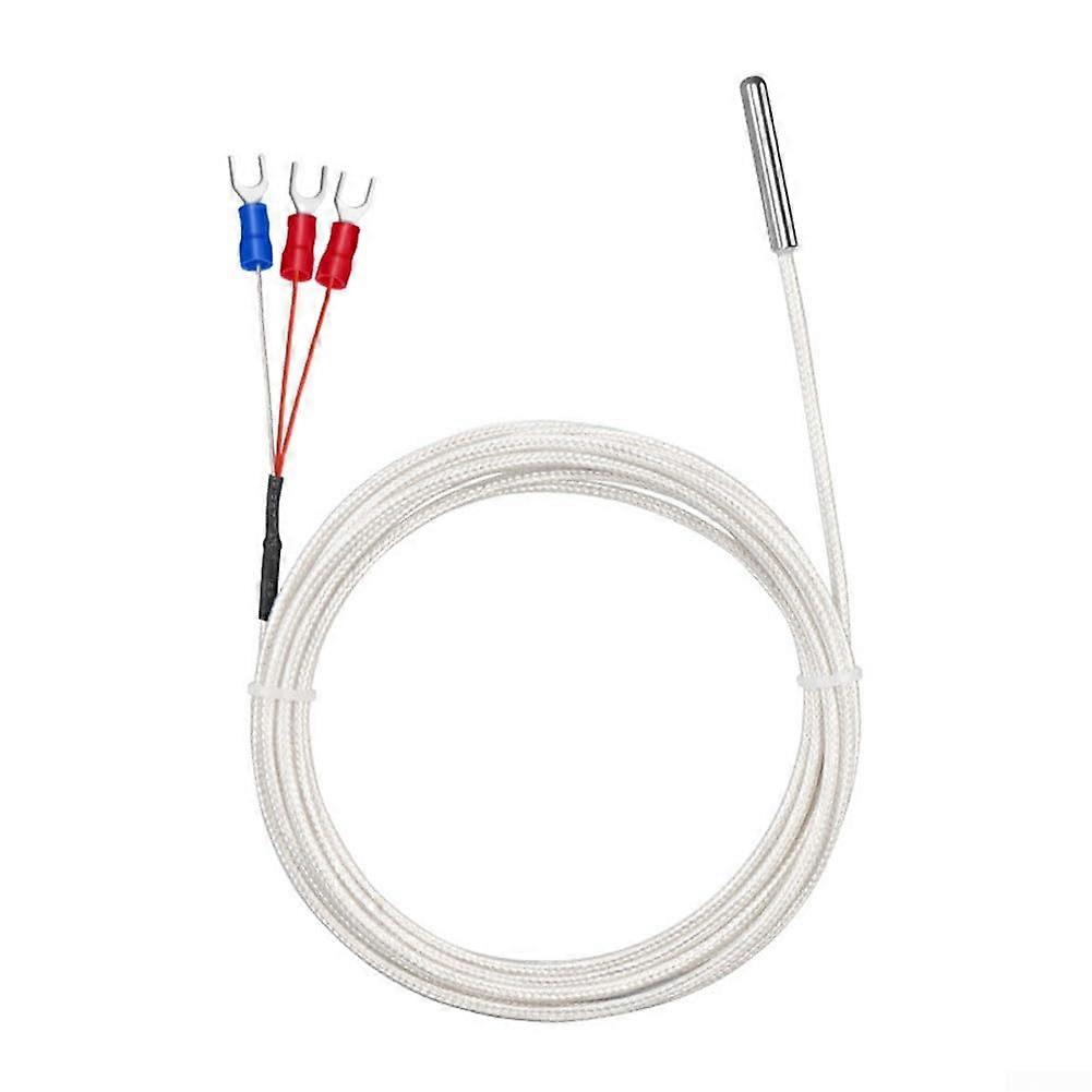Pt100 Temperature Sensor Probe Waterproof Stainless Steel Thermistor ThreeWire 1 Meter 50C to 450C