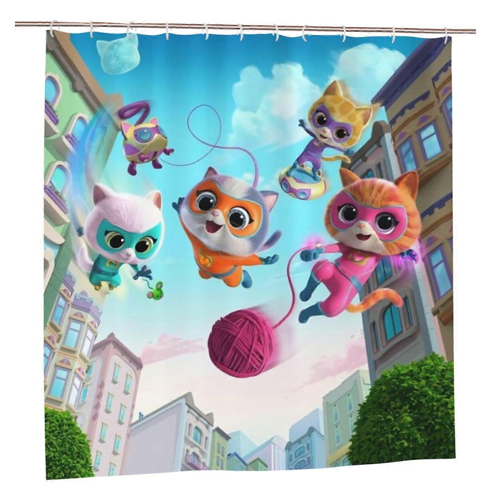 Superkitties Shower Curtain 72x72in, Blackout, Waterproof, Mildew Resistant, Privacy, Patchwork Art Print, One Size
