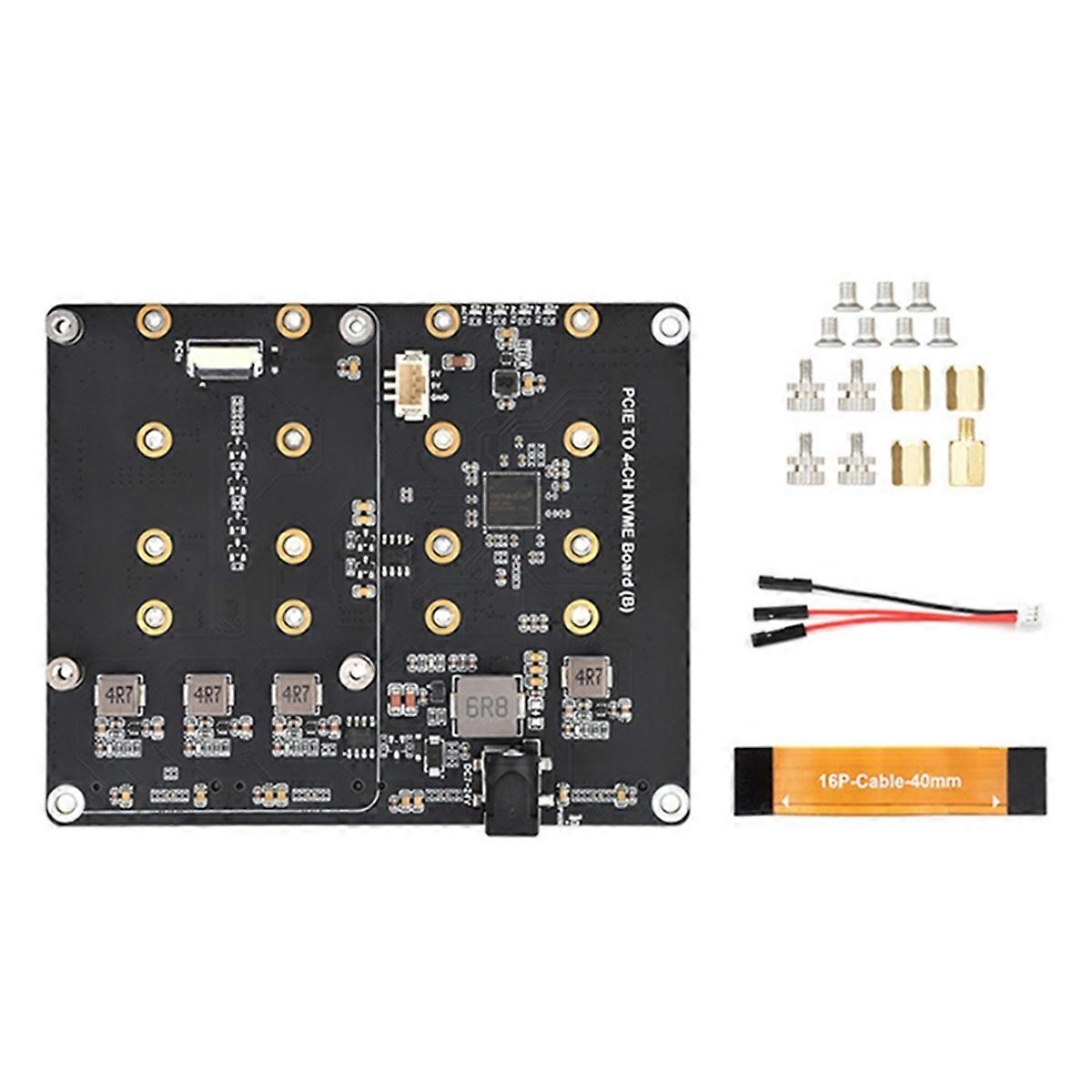 for 5 PCIe to 4-CH M.2 NVMe Adapter Board Compatible with 2280/2260/2242/2230 M.2 Hard Drives for PI5(EU)