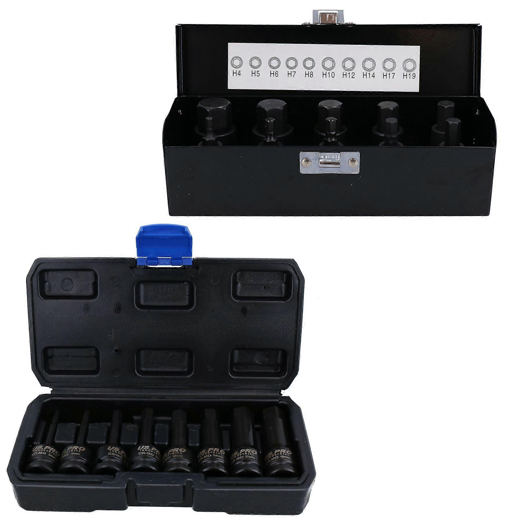 1/2” Drive Shallow + Deep Metric Impact Allen Key Hex Bit Sockets 4 – 19mm 18pc