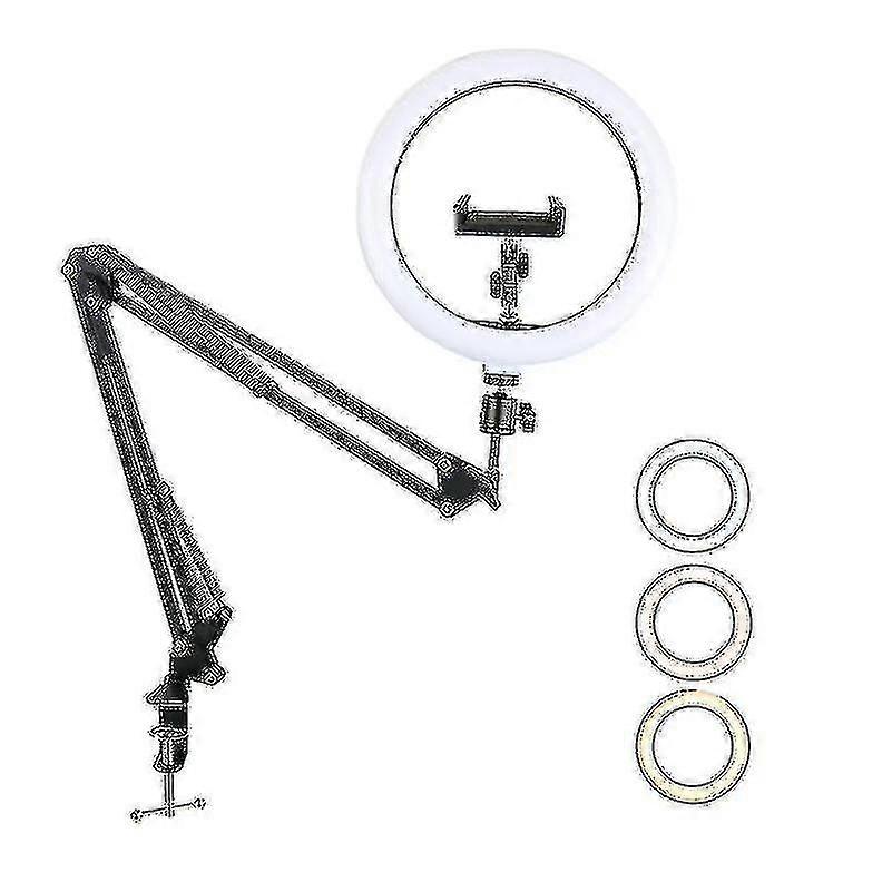 Techflo 10in Led Selfie Ring Light Extendable Arm Stand Desk Phone Mount