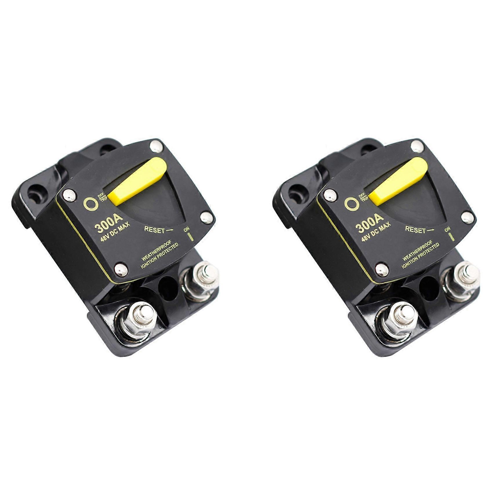 2X Circuit Breaker Fuse Reset 12-48V Dc Car Audio Amplifier Circuit Breaker Waterproof, 300A