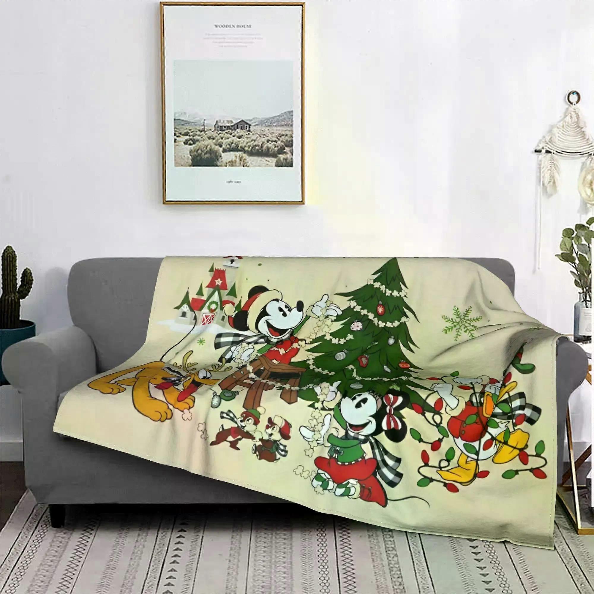ss779 Christmas Mickey Mouse Blanket Flannel Summer Minnie Donald Duck Goofy Goof Portable Super Soft Throw Blankets Outdoor Rug Piece