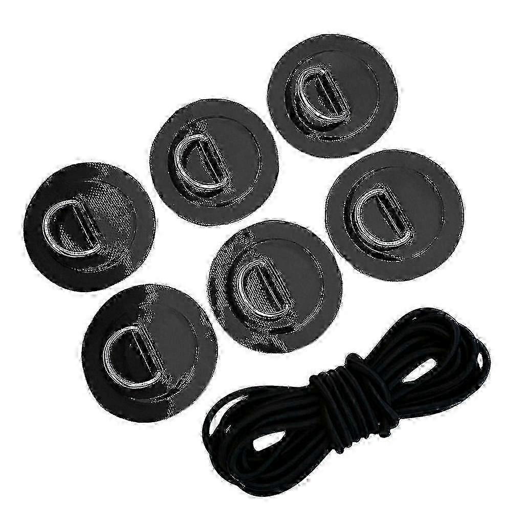 6pcs D-ring Pad Patch Elastic Bungee Rope For Kayak Canoe Inflatable Surfboard Marine Boat Surfboard Paddleboard - Gray