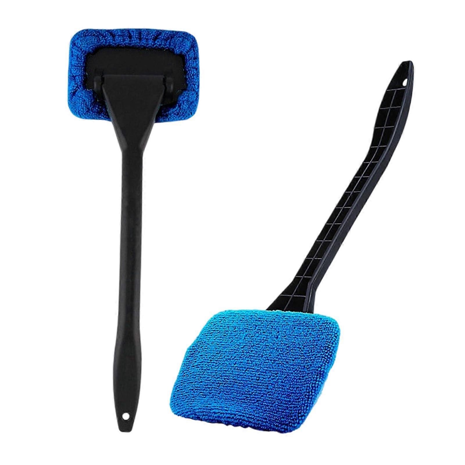 2 Piece 180 Rotating Car Windshield Cleaner Set Ergonomic Grip Defogging And Water Removal Front Glass Dark Blue