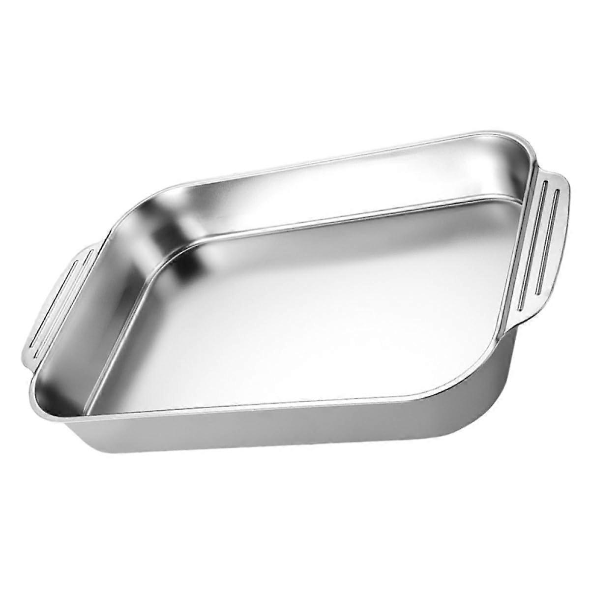 Stainless Steel Rectangular Baking Pan With Handles Nonstick Deep Roasting Induction Compatible Oven Tray For Lasagna