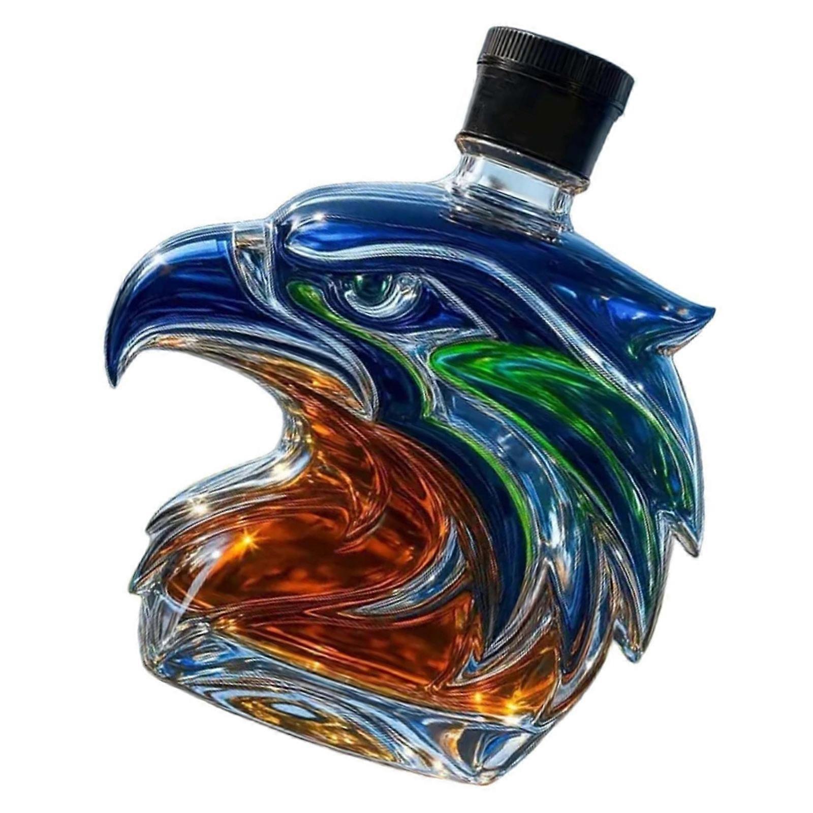 Handcrafted Crystal Glass Multifunctional Beverage Dispenser Feature Artistic Seahawk Shape Ideal For Home Pubs Decors Multicolor