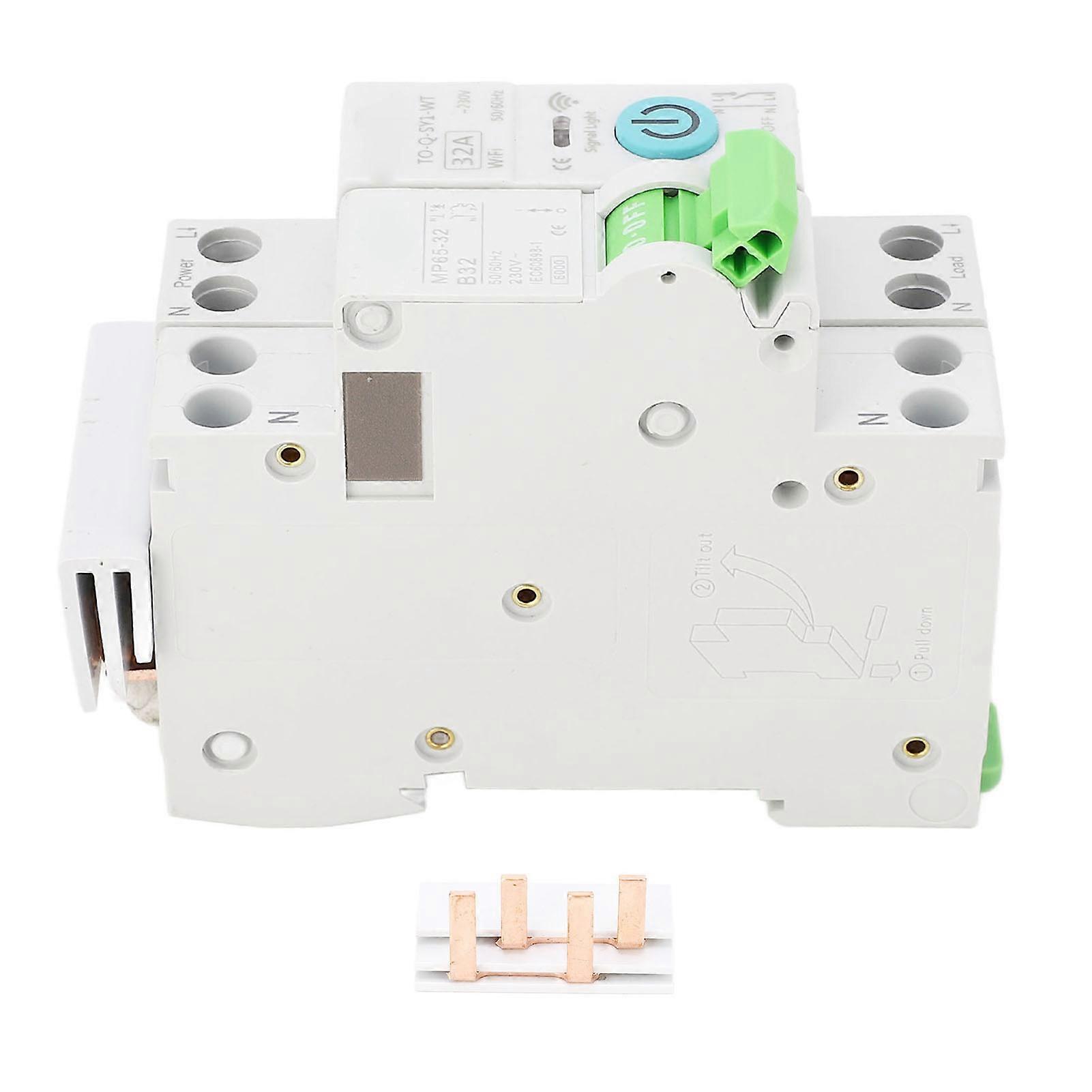 WiFi Circuit Breaker 1P+N 32A AC 6KA Breaking Capacity Timing Relay Remote Control MCB