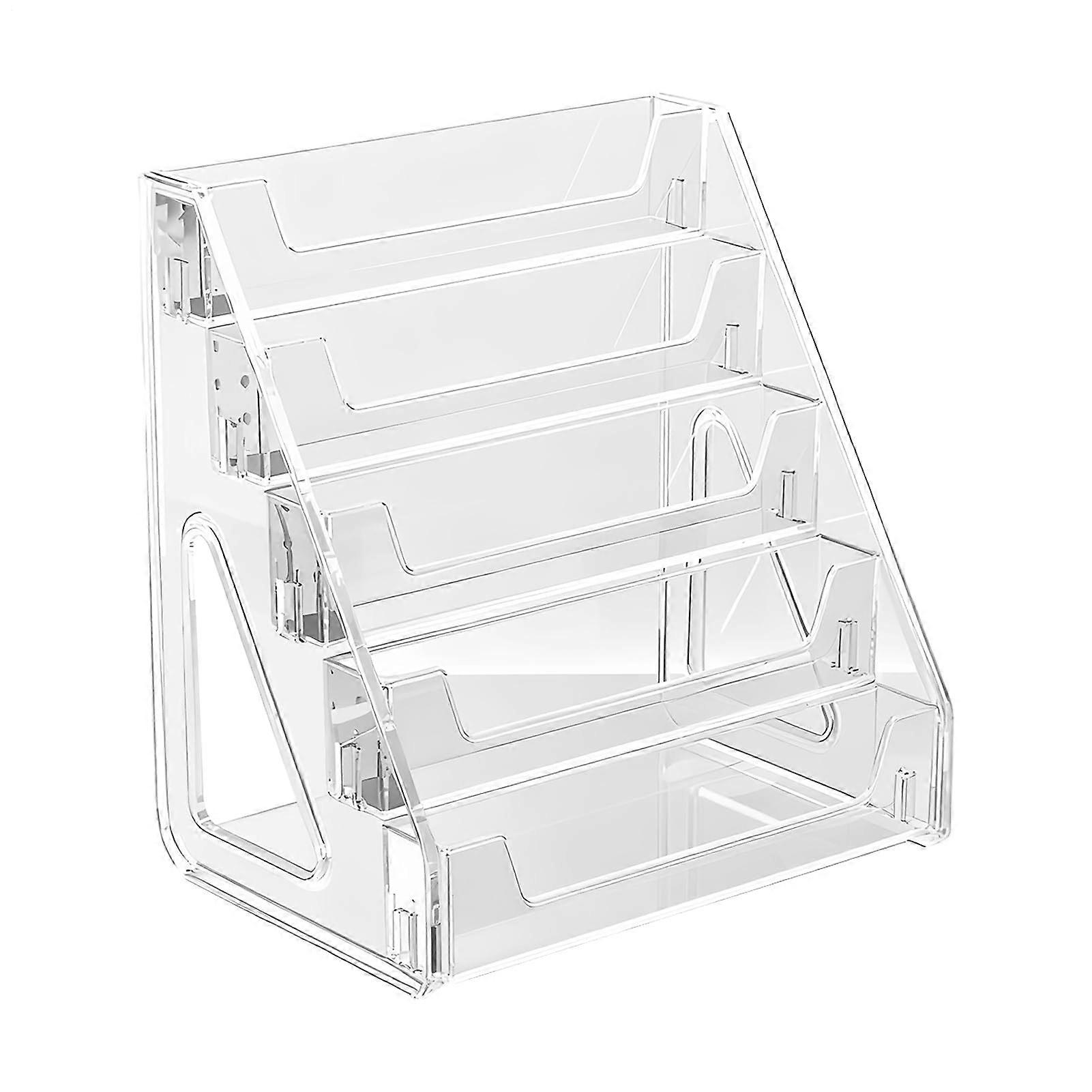 Sports Card Display Stand 5Tier Acrylic Organizer Transparent Postcard Display Rack Tabletop Desk Booth Home