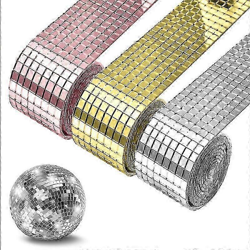 (100 X 4cm, 3 Rolls)4800 Pieces Glass Mirror Mosaic Tiles, Mixed Color, Mini Square Mosaic Tiles Glass Mosaic Mirror Mosaic Creative Hobby For Disco