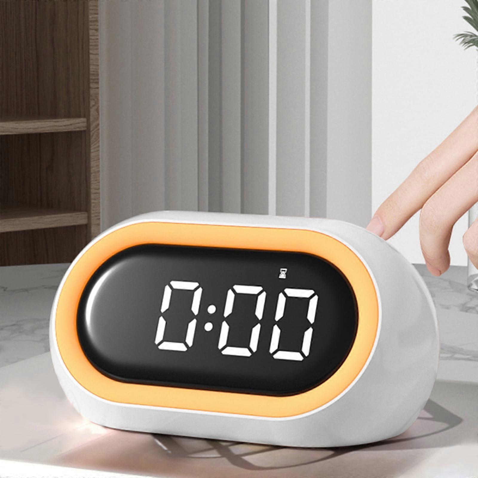 Jacenvly Black Tech Rechargeable Mini Alarm Clock, USB Portable Desktop Alarm Clock Compatible with Heavy Sleepers & Students