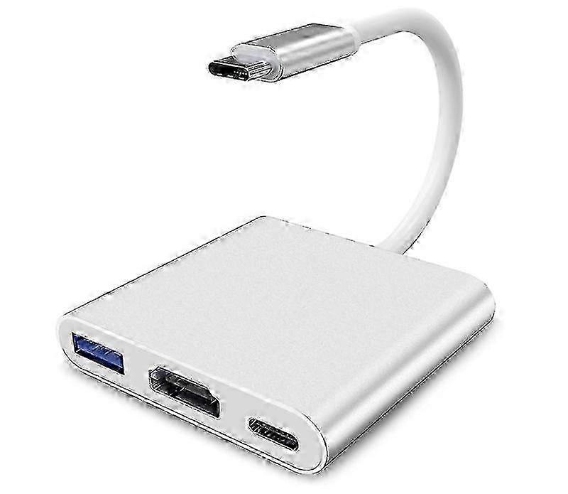 USB C to HDMI Adapter, HDMI to USB C Adapter with 4K Video Converter/USB 3.0 Port/USB C Charging Port, White