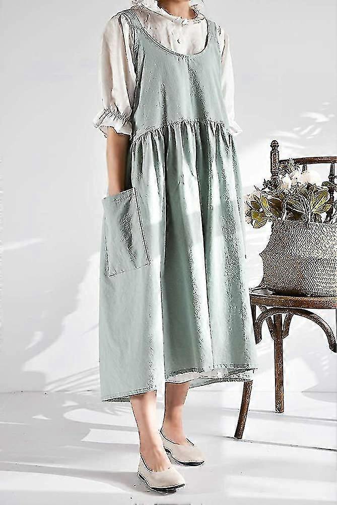 Tablier en coton lin couleur unie Halter Cross Bandage Tabliers Style coréen X Forme