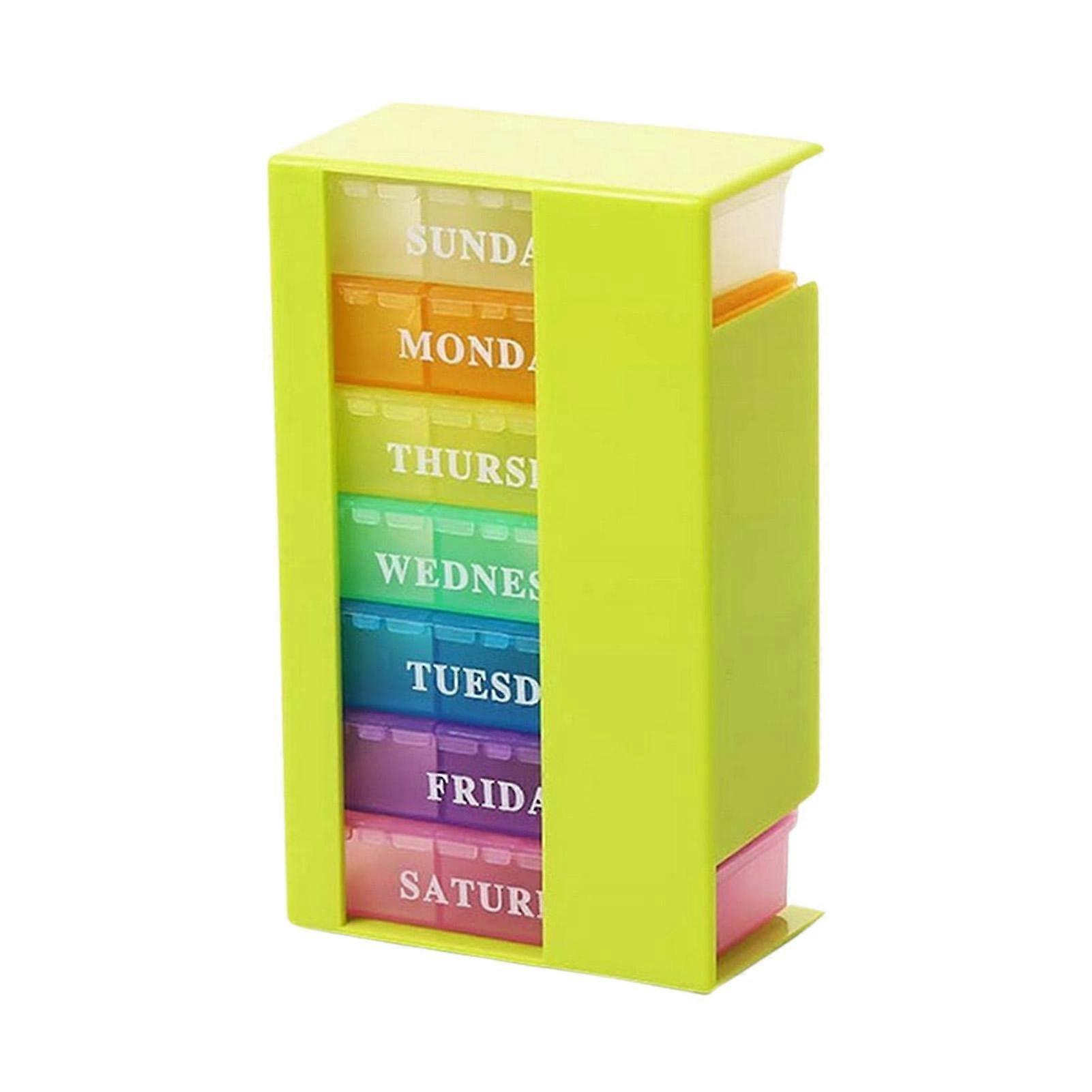 Weekly Pill Organizer Three Times A Day 21Grids Stackable Compartments Pill Box Dispenser Portable For Vitamins Elders