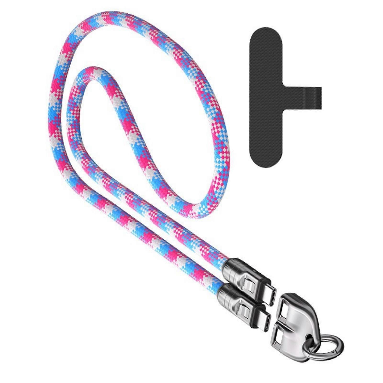 Multiple Functional Phone Neck Strap 240W Fast Charge USB C Cable Strong Design Suitable for Smartphones Devices  Pink