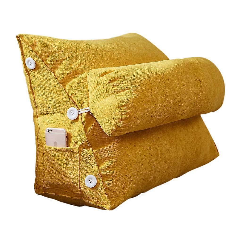 Wedge Pillow Triangle Cushion with Velvet Cover, Adjustable Back Support for Sofa, Bed, Reading, 45x25x50cm