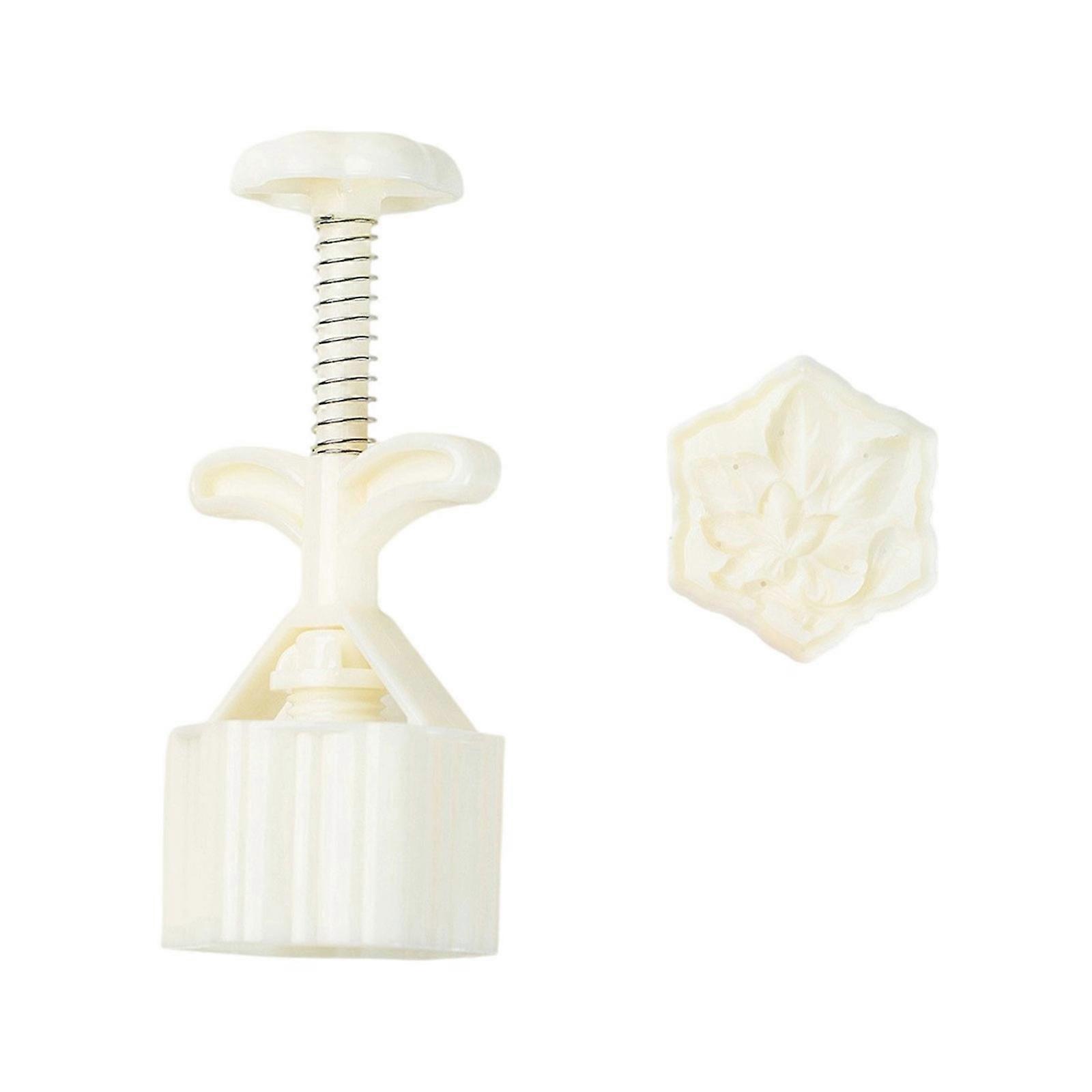 Food Safe Plastic Hexagonal Moon Cake Making Molds Fall Theme Maple Leaf Design Easy Hand Press Baking Equipment Multicolor