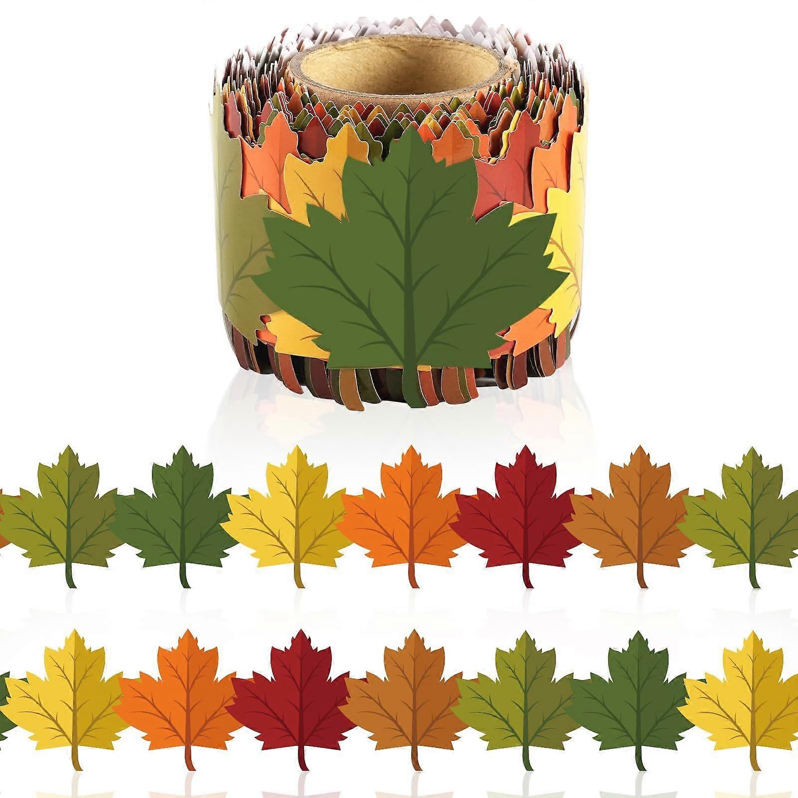 Backing To School Fall Decors Adhesive Maple Leaf Sticker Bulletin Board Border Trim For Classroom Thanksgiving Autumn Multicolor