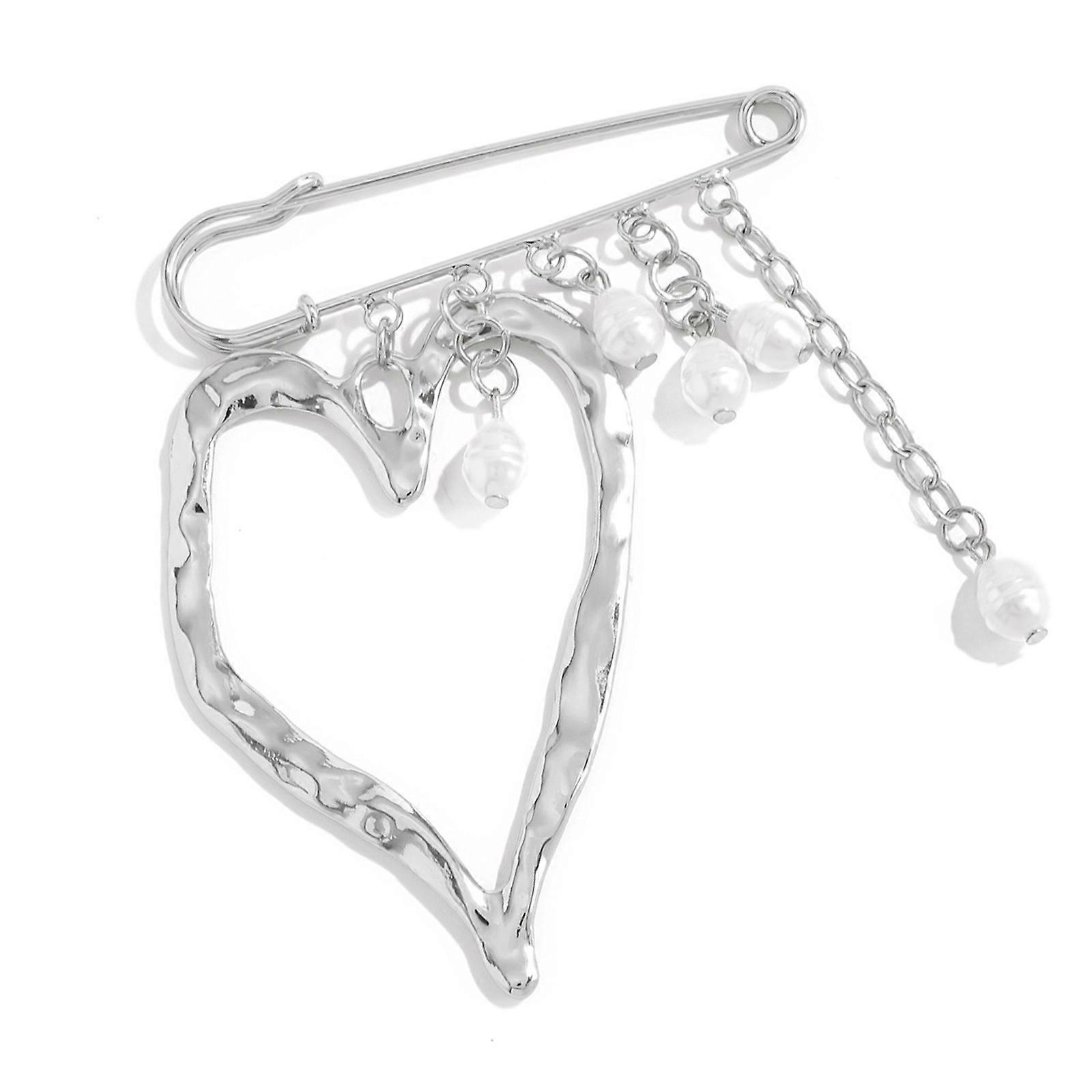 Handcrafted Alloy Heart Pin With Polished Finish Multipurpose Fashion Accent For Coat Blouse Bag Styling Multicolor