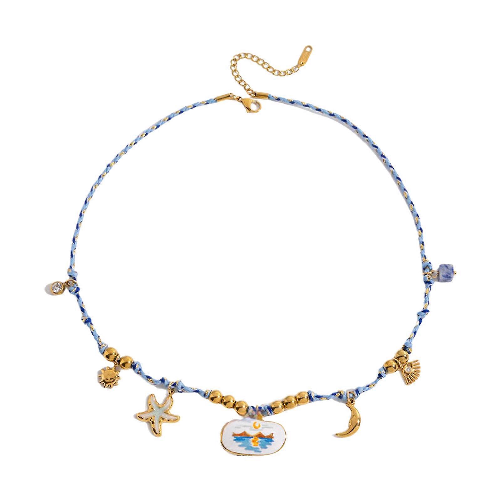 Ocean Waved Pattern Multi Strand Necklace Adjustable Closure Perfect Match For Sundresses And Casual Looks Multicolor