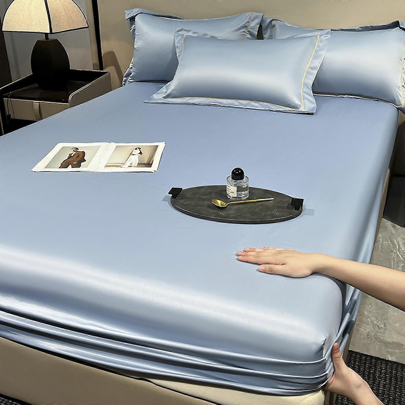 Fitted Bed Sheet 150x200cm Ultra Soft Breathable Deep Pocket Bottom Sheet for Mattress